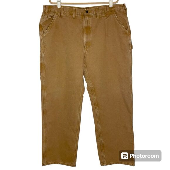Carhartt Duck Pants Flannel Lined Utility Work Cargo Carpenter 44 x 32 - Picture 1 of 9
